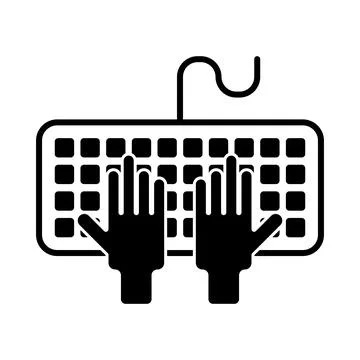 Keyboard and hands vector icon on white background Stock Illustration