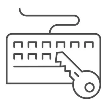 Keyboard and key thin line icon. Keyboard protection vector illustration Stock Illustration