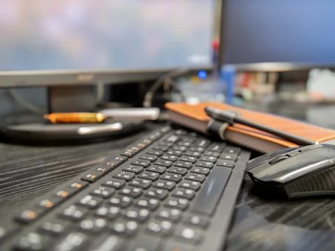 Keyboard and mouse on the table Stock Photos