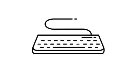 Keyboard animated icon displaying wired desktop input board outline Vídeo Stock 341961485
