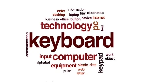 Keyboard animated word cloud, text design animation. Stock Footage