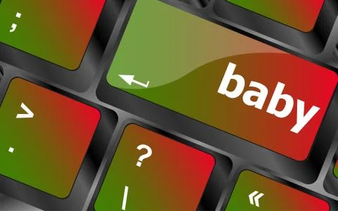 Keyboard with baby word on computer button. Baby text 스톡 일러스트