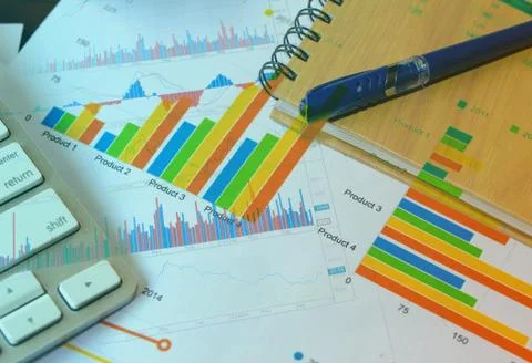 Keyboard bar graphs Stock Photos