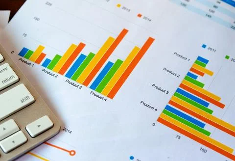 Keyboard bar graphs Stock Photos