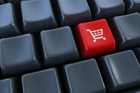 Keyboard with "basket" button Stock Photos