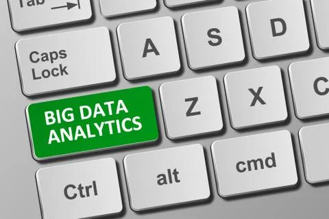 Keyboard with big data analytics button 스톡 일러스트