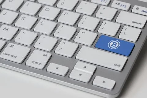 Keyboard with bitcoin button Stock Illustration