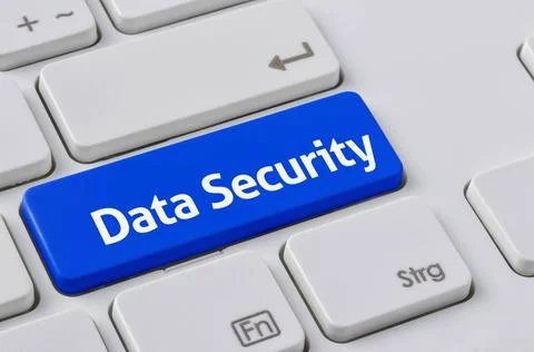 A keyboard with a blue button - Data Security A keyboard with a blue butto... Stock Photos
