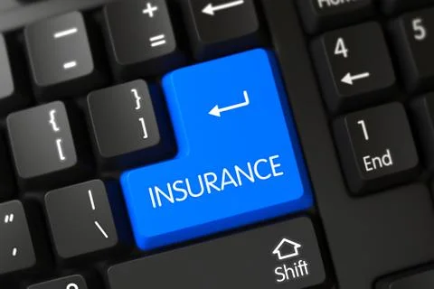Keyboard with Blue Button - Insurance Stock Illustration