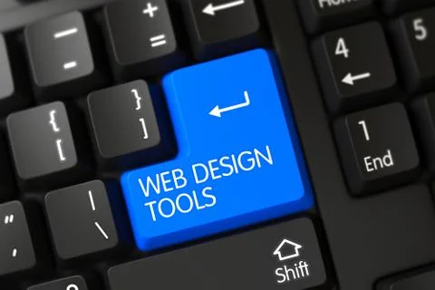 Keyboard with Blue Button - Web Design Tools 库存插图