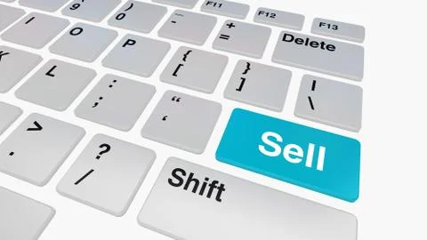 Keyboard with blue sell button Illustrazione stock