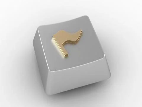 Keyboard Button with golden flag sign Stock Illustration