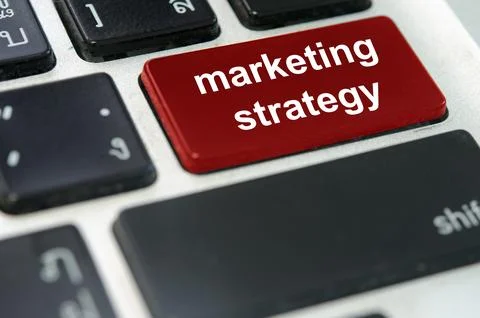 Keyboard button marketing strategy Stock Photos