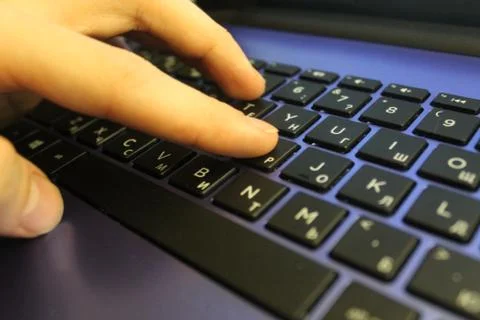 Keyboard, buttons, hand Stock Photos