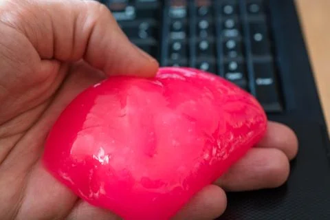 Keyboard cleaning gel in work. Stock Photos