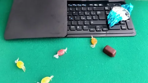 Keyboard Cleanliness or Sugar Rush. My Daily Workspace Tour 스톡 동영상 327775280