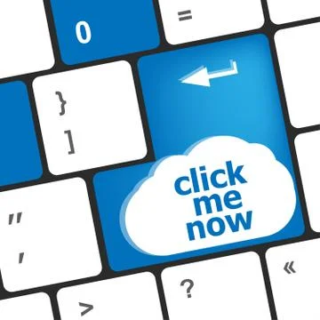 Keyboard with click me now button, internet concept Stock Illustration