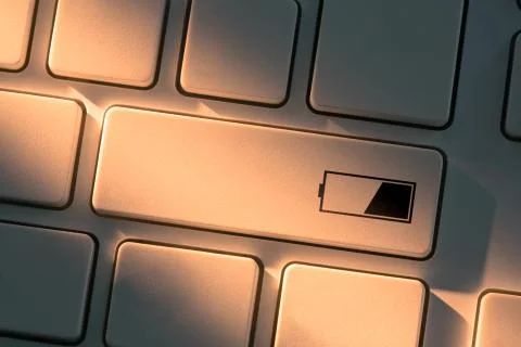 Keyboard with close up on battery button Stock Photos
