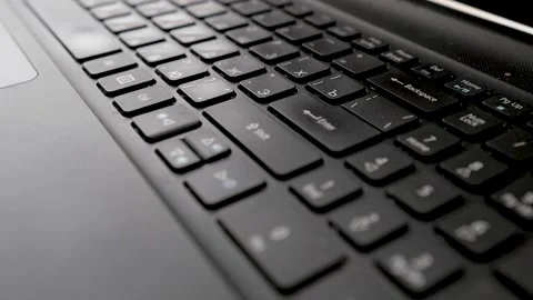 Keyboard close up with black keys. Stock Footage 139025498