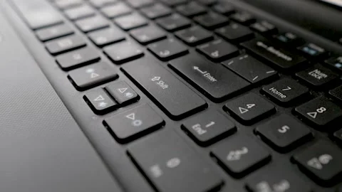 Keyboard close up with black keys. 스톡 동영상 139296160