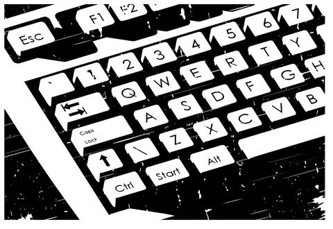 Keyboard close up retro poster Stock Illustration