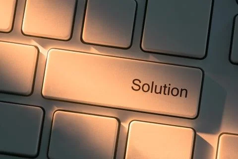 Keyboard with close up on solution button Stock Photos