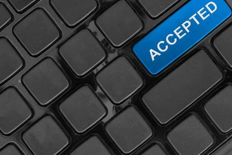 Keyboard close up,top view, accepted word Foto stock