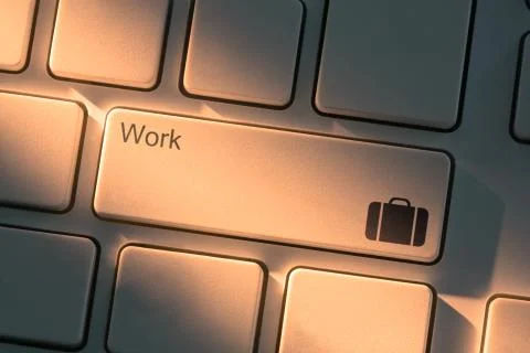Keyboard with close up on work button Stock Photos