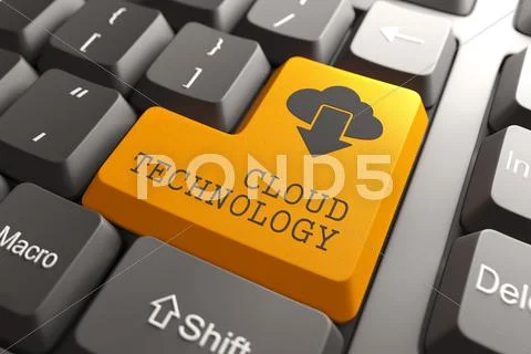 Keyboard with Cloud Button. Stock Illustration