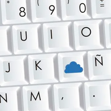 Keyboard of cloud computers and communications technology, vector illustration Stock Illustration