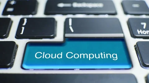 Keyboard Cloud Computing Button Pressed by hand finger Stock Footage 246650106