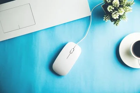 Keyboard with coffee on table Stock Photos