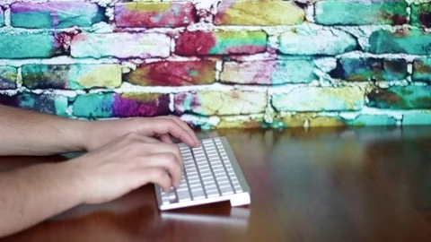Keyboard on color bricks Stock Footage 69900291