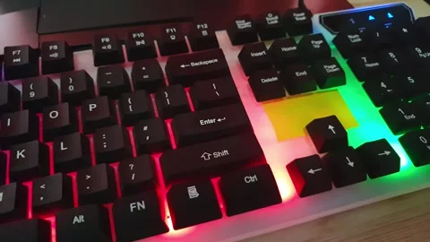 Keyboard with colorful lights Stock Footage 297528535