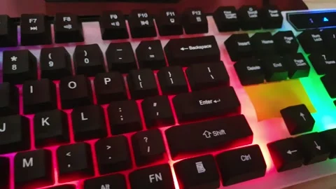 Keyboard with colorful lights Stock Footage 297528575