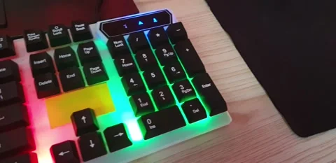 Keyboard with colorful lights Stock Footage 297528588