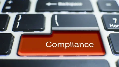 Keyboard Compliance Button Pressed by hand finger Stock Footage 246650124