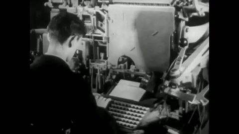 Keyboard composing machines are used in the mechanical typesetting process to Stock Footage 79515615