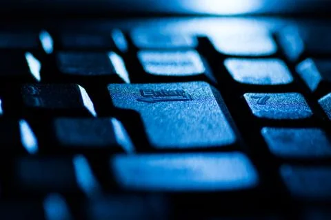 Keyboard computer blue concept. Stock Photos