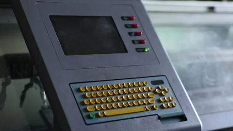Keyboard for the computer of a large industrial knitting machine Stock Footage 237828780