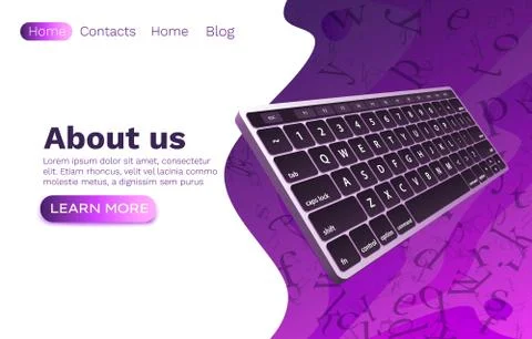 Keyboard computer web banner, concept tech technology input. Vector Stock Illustration