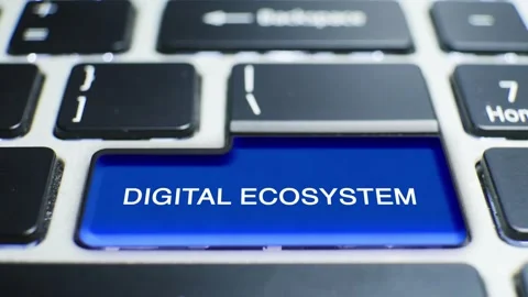 Keyboard Digital Ecosystem Button Pressed by hand finger Stock Footage 246649838