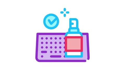 Keyboard disinfection from computer Icon Animation Stock Footage 145279424