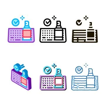 Keyboard disinfection from computer icon vector outline series Illustrazione stock