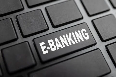 Keyboard with E-Banking written Stock Photos