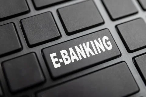 Keyboard with E-Banking written Stock Photos