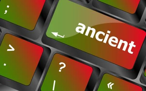 Keyboard with Enter button, ancient word on it Stock Illustration