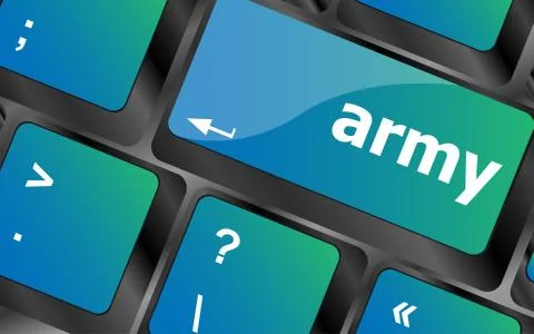 Keyboard with enter button, army word on it Stock Illustration