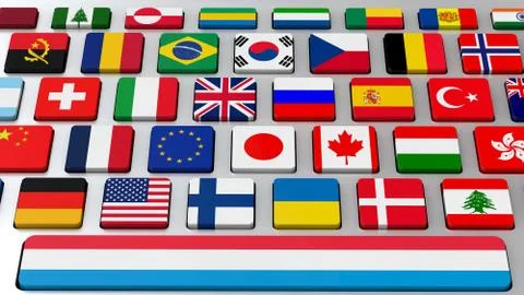 Keyboard with flags Stock Illustration