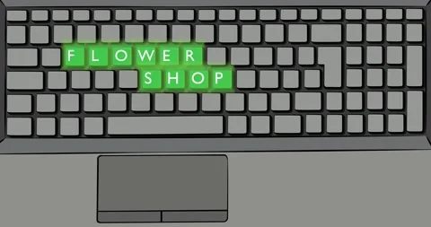 Keyboard with Flower Shop text Stock Footage 172011440